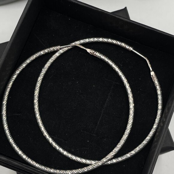 925 Sterling Silver Hoops - Picture 3 of 7